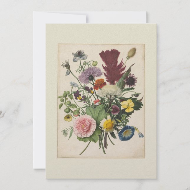 Carte de remerciement vintage florale 17e siècle (Devant)