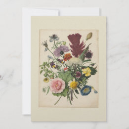 Carte de remerciement vintage florale 17e siècle