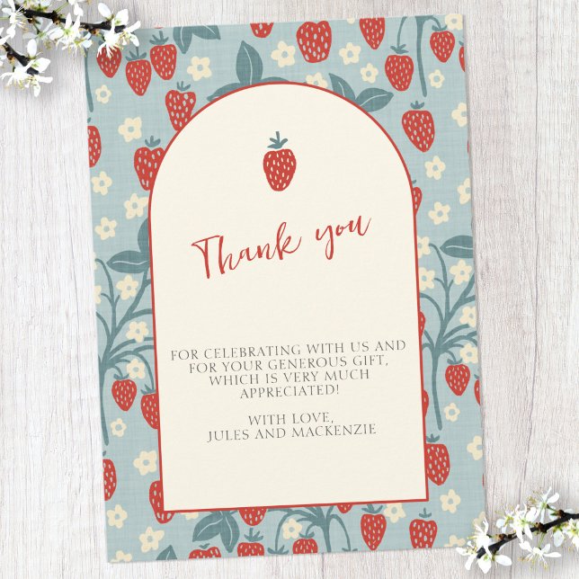 Carte de remerciement vintage fraise (Strawberry baby shower thank you card)