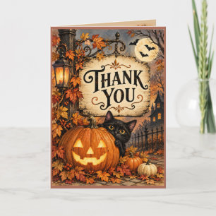 Carte de remerciement vintage Halloween Citrouille