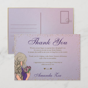 Carte de remerciement Violet Or Mis Quince