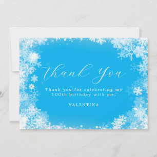 Carte De Remerciements 100e Anniversaire Wonderland Snowflake Blue