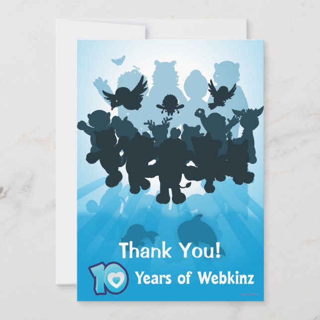 Carte De Remerciements 10 ans de silhouette de Webkinz (Devant)