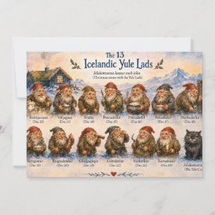 Carte De Remerciements 13 lutins islandais Noël en Islande