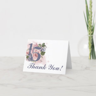 Carte De Remerciements 15e anniversaire Quinceanera Chic Floral Aquarelle
