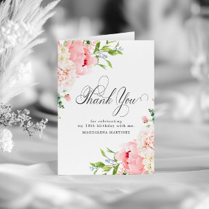 Carte De Remerciements 18e anniversaire rose pâle rose pâle floral plié