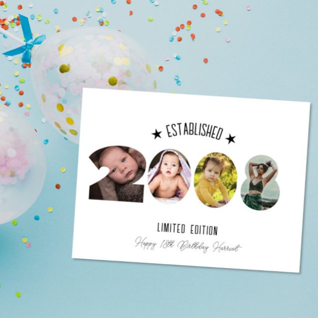 Carte De Remerciements 18th birthday Photo Collage established 2008 (Créateur téléchargé)