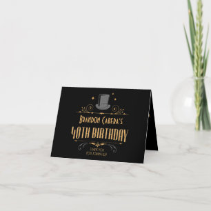 Carte De Remerciements 1920 Art Déco Black & Gold 40e anniversaire