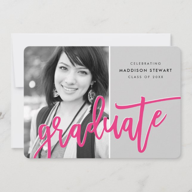 Carte De Remerciements 2021 GRAD PARTY moderne lettré superposition rose  (Devant)