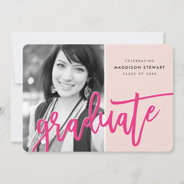 Carte De Remerciements 2022 GRAD PARTY moderne lettré superposition rose (Devant)