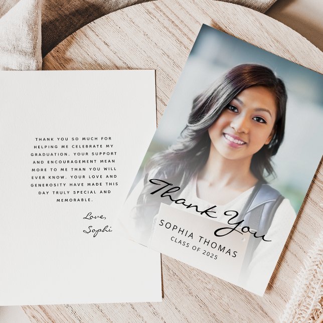 Carte De Remerciements 2025 Photo Classique moderne noir blanc (Créateur téléchargé)