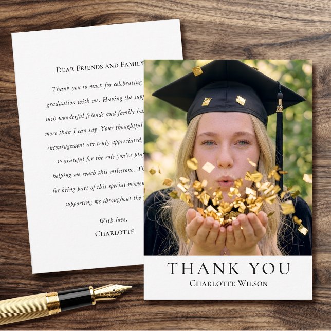 Carte De Remerciements 2026 Classic Graduation Thank You Card Photo (Créateur téléchargé)