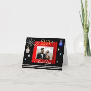 Carte De Remerciements 20e anniversaire de mariage & Or Fêtes de fin d'