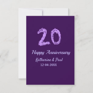 Carte De Remerciements 20e heureux anniversaire ajouter nom du couple dat