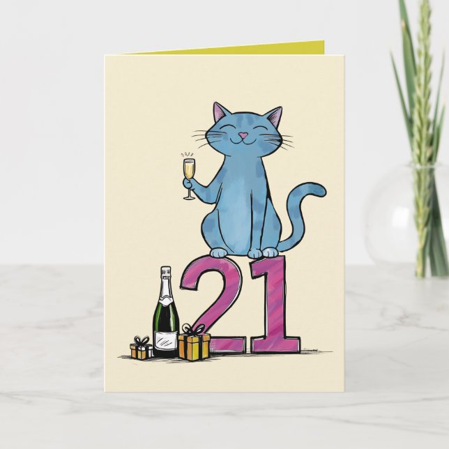 Carte De Remerciements 21e anniversaire fête du chat 21 ans 21 ans 201e (Devant)