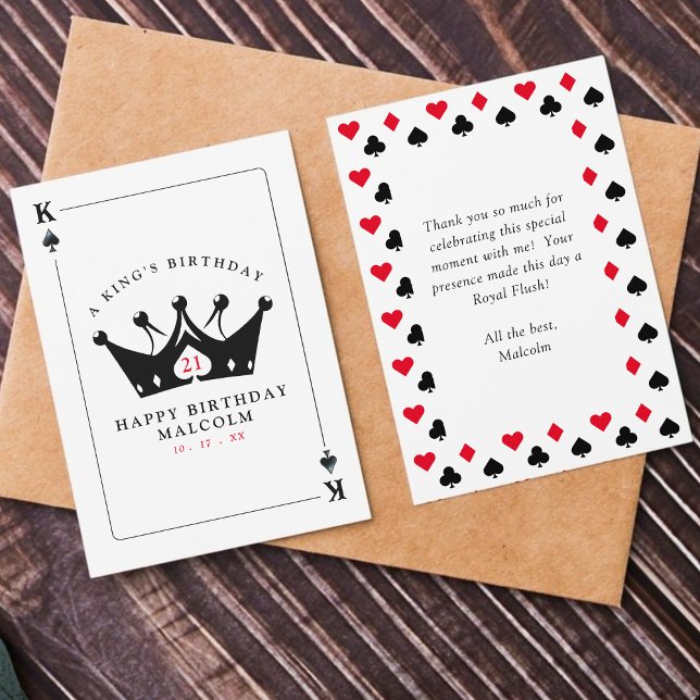 Carte De Remerciements 21e Anniversaire King of Spades Casino Poker Card (21st Birthday King of Spades Casino Poker Card
)