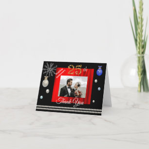 Carte De Remerciements 25e anniversaire de mariage & Or   Fête des Fêtes