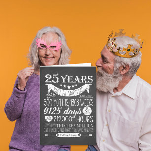 Carte De Remerciements 25e anniversaire de mariage, tableau noir, 25 ans