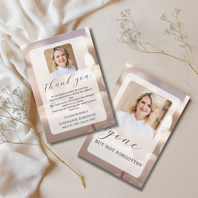 Carte De Remerciements 2 Photo Elegant Modern Funeral Sympathy Memorial (Créateur téléchargé)