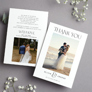 Carte De Remerciements 2 photo minimaliste typographie simple mariage