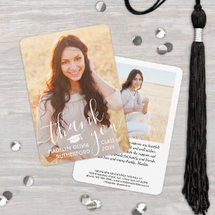 Carte De Remerciements 2 Photo Nouvelle Adresse Typographie Blanche Gradu