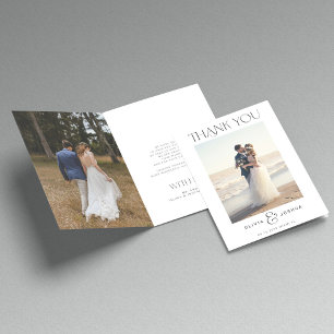 Carte De Remerciements 2 photo simple mariage de typographie moderne plié
