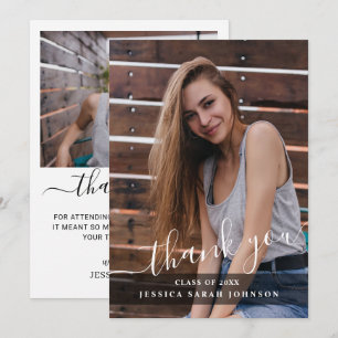 Carte De Remerciements 2 Photo Simple Minimum Graduation
