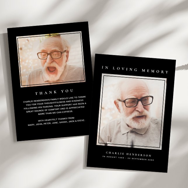 Carte De Remerciements 2-Photo Simple Moderne Mémoire d'amour Funérailles (Créateur téléchargé)