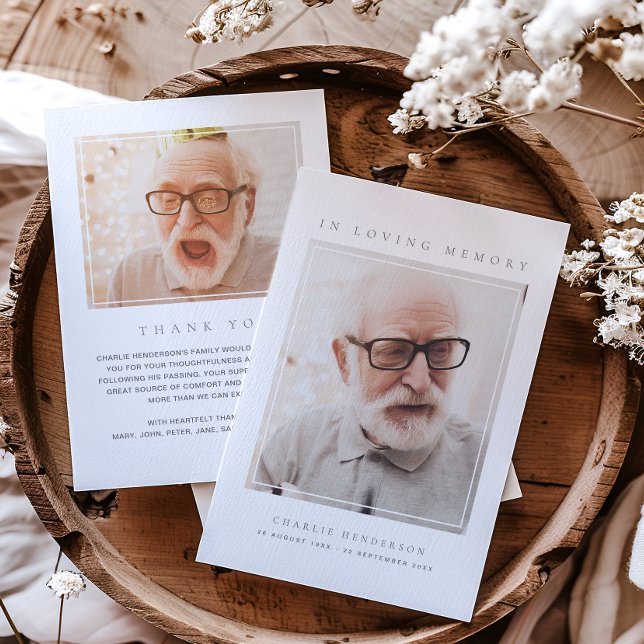 Carte De Remerciements 2-Photo Simple Moderne Mémoire d'amour Funérailles (Créateur téléchargé)