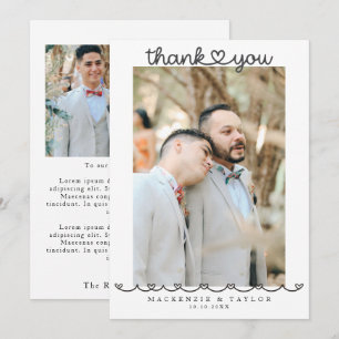 Carte De Remerciements 2 photographies Message de mariage gay personnalis
