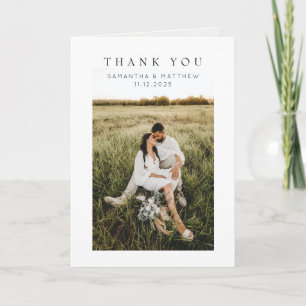 Carte De Remerciements 2-Photos Moderne Rustique Engagement Plié