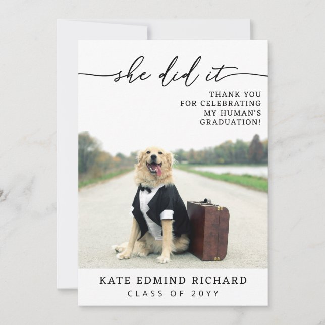 Carte De Remerciements 2 Scénario photo cœur chien diplômé (Devant)