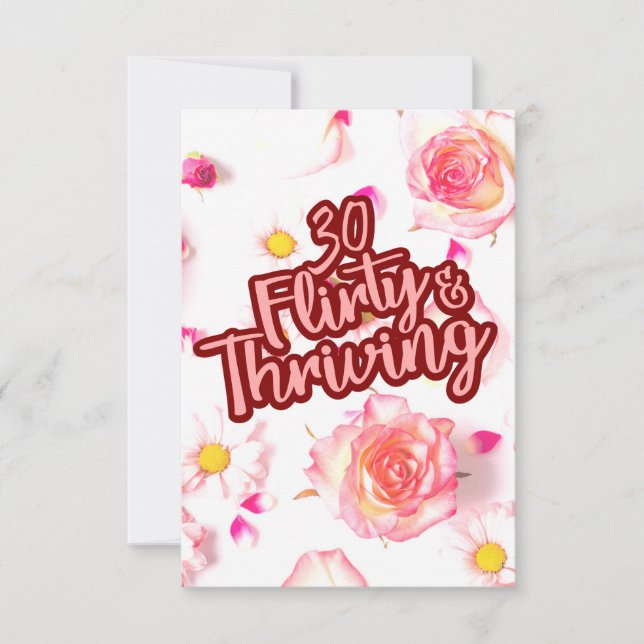 Carte De Remerciements 30e anniversaire Trente Flirty et Fun Fun Rose (Devant)