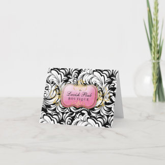 Carte De Remerciements 311-Lavish feuille rose de blanc du plat |