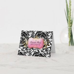 Carte De Remerciements 311-Lavish feuille rose du plat Black