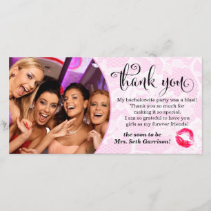 Carte De Remerciements 311 Mercis blancs roses de partie de Bachelorette