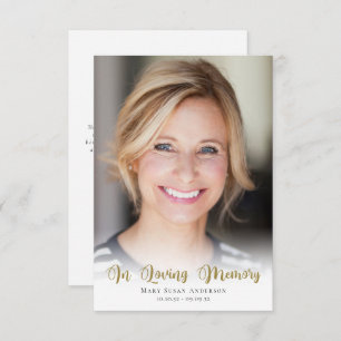 Carte De Remerciements 3,5x5 Funérailles photo simples