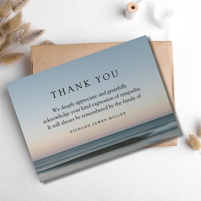 Carte De Remerciements 3.5x5 Funeral Thank You Note Grief Ocean (Beach Sympathy Thank You Card)
