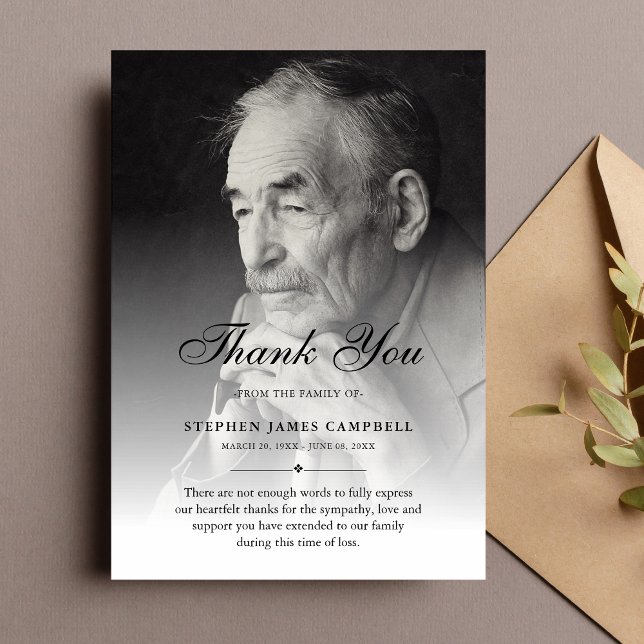 Carte De Remerciements 3.5x5 Thank You Custom Funeral Photo Sympathy (Photo Sympathy Thank You Card)