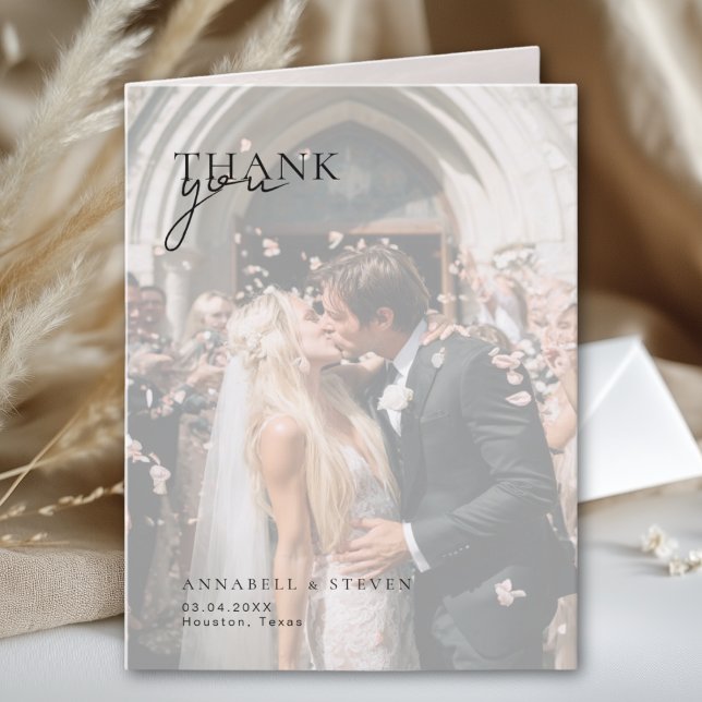 Carte De Remerciements 3 Mariage photo (3 Photo Wedding Thank You Card)