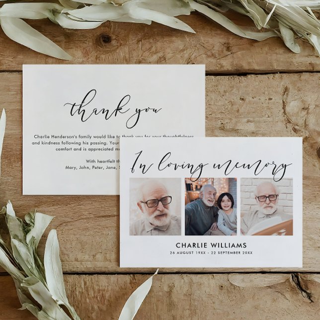 Carte De Remerciements 3-Photo Célébration de la vie/funérailles/deuil (Créateur téléchargé)