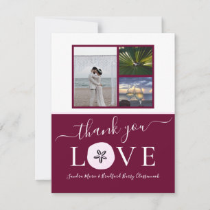 Carte De Remerciements 3 Photo Collage Bourgogne Mariage de dollar de sab