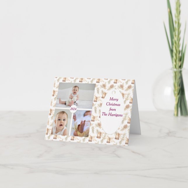 Carte De Remerciements 3 Photo Soft Neutral Christmas Card (Devant)