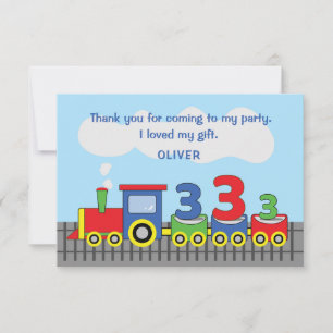 Carte De Remerciements 3e anniversaire Train Personnaliser le nom