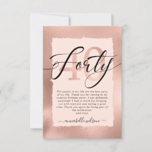 Carte De Remerciements 40e anniversaire de l'or et de l'huile rose Roses