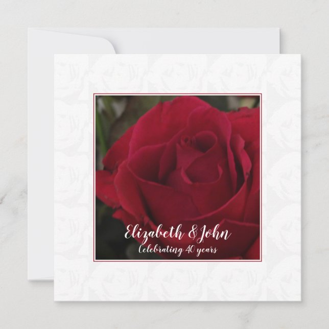 Carte De Remerciements 40e anniversaire de rubis mariage classique rose r (Devant)