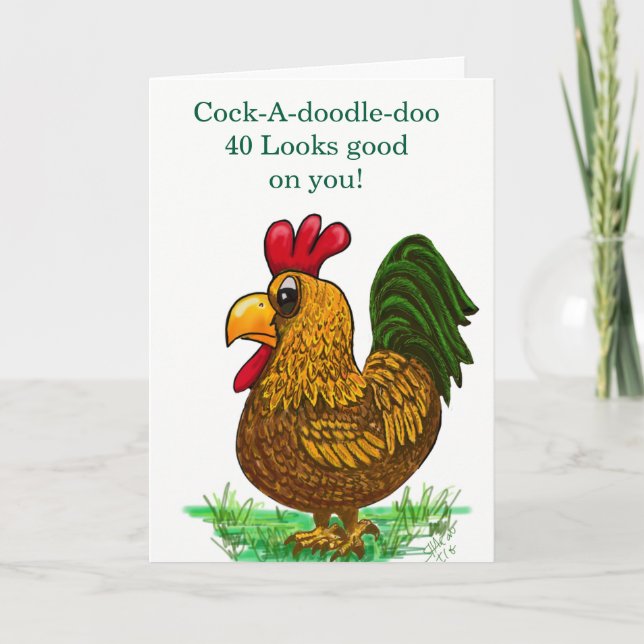 Carte De Remerciements 40th Birthday card with rooster  (Devant)