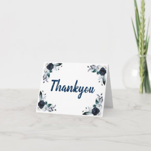 Carte De Remerciements 4,25 po x 5,5 po Blank Bouquet bleu marineCartes T