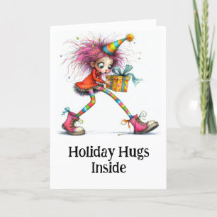 Carte De Remerciements **4 Cadeau Whimsical de Noël coloré AP97