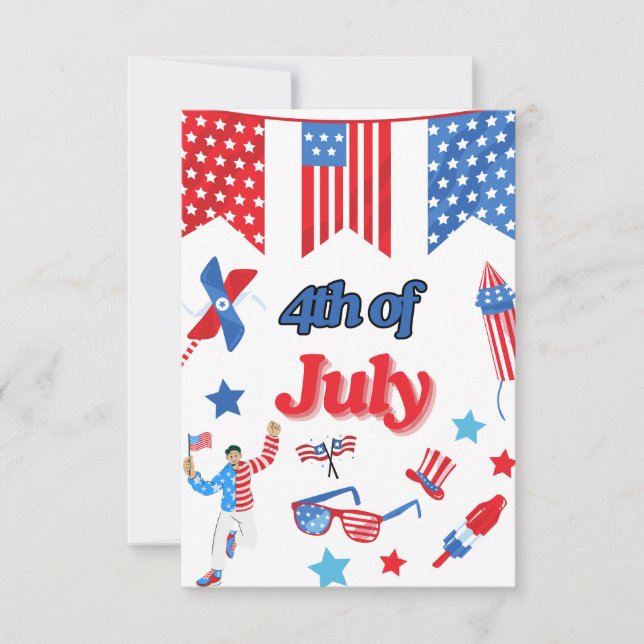 Carte De Remerciements 4 juillet patriotique (Devant)